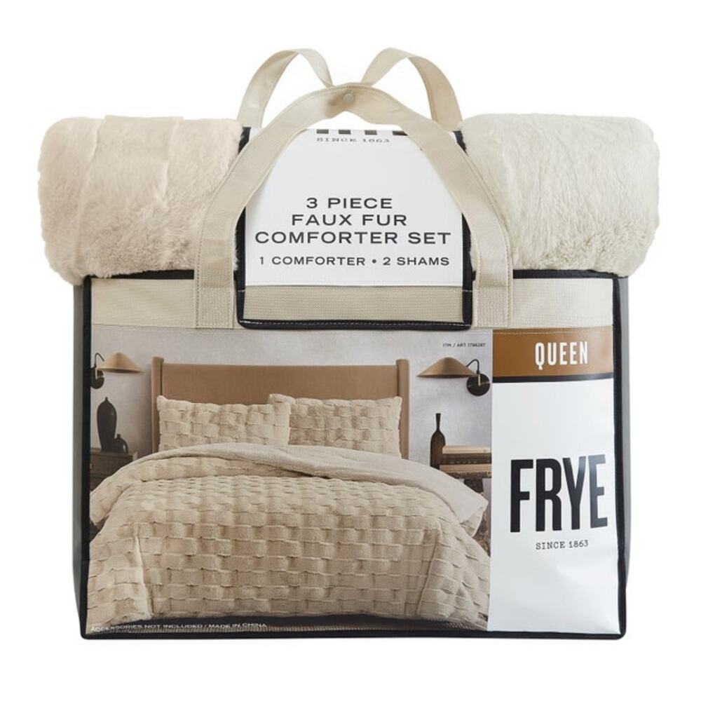 FRYE Faur Fur Comforter Set 3- Piece Set Queen Size